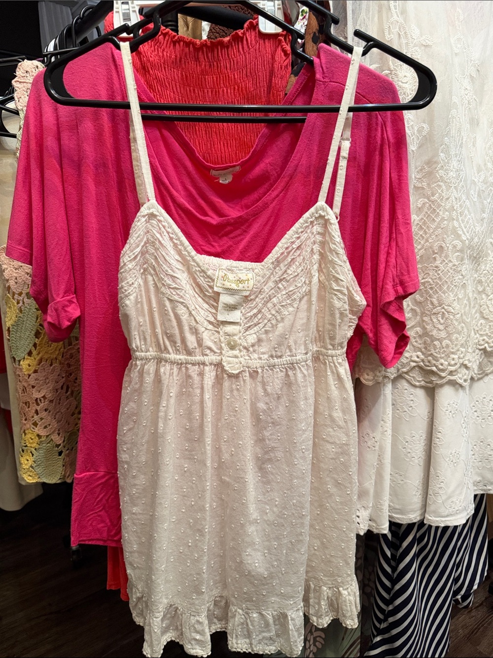 Light Cream Eyelet Spaghetti Strap shirt